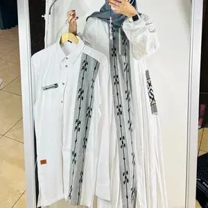 COUPLE WHITE GREY KOKO DAN GAMIS FAREECHA. DAILY DRESS TENUN FAREECHA WHITE SERIES BY FAREECHA