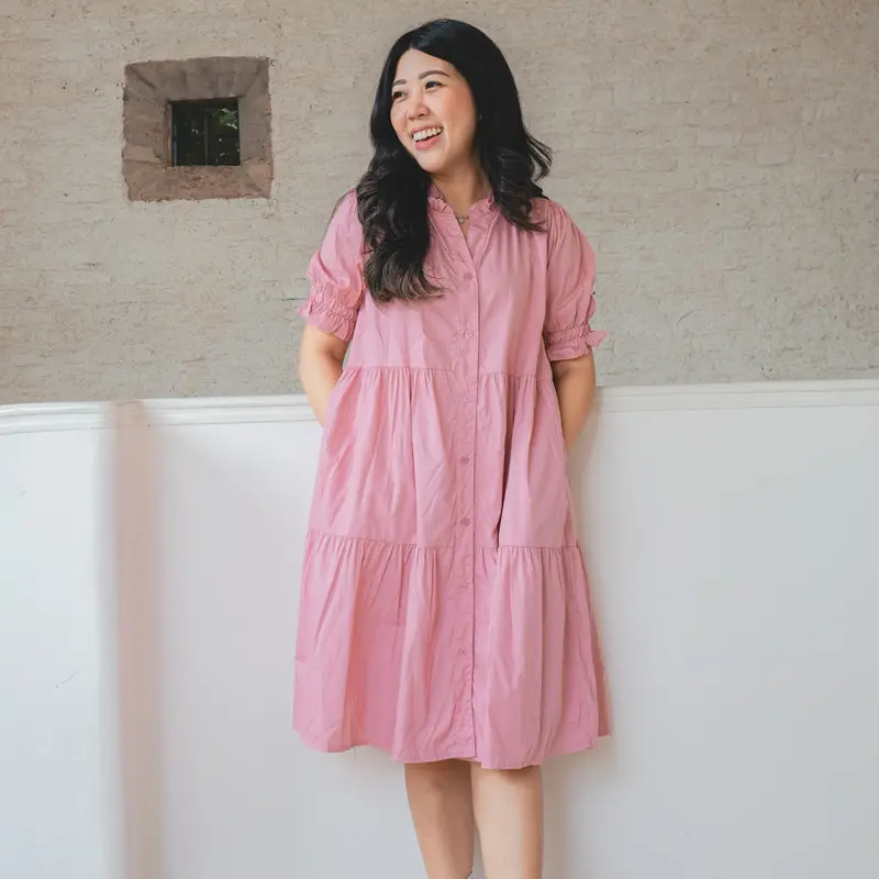 [Eclaire x Pocca] - Sylvia Dress Mom | Baju Dress Couple Mom Kids Ibu Dan Anak Lucu Warna Pastel Basic Dress 5