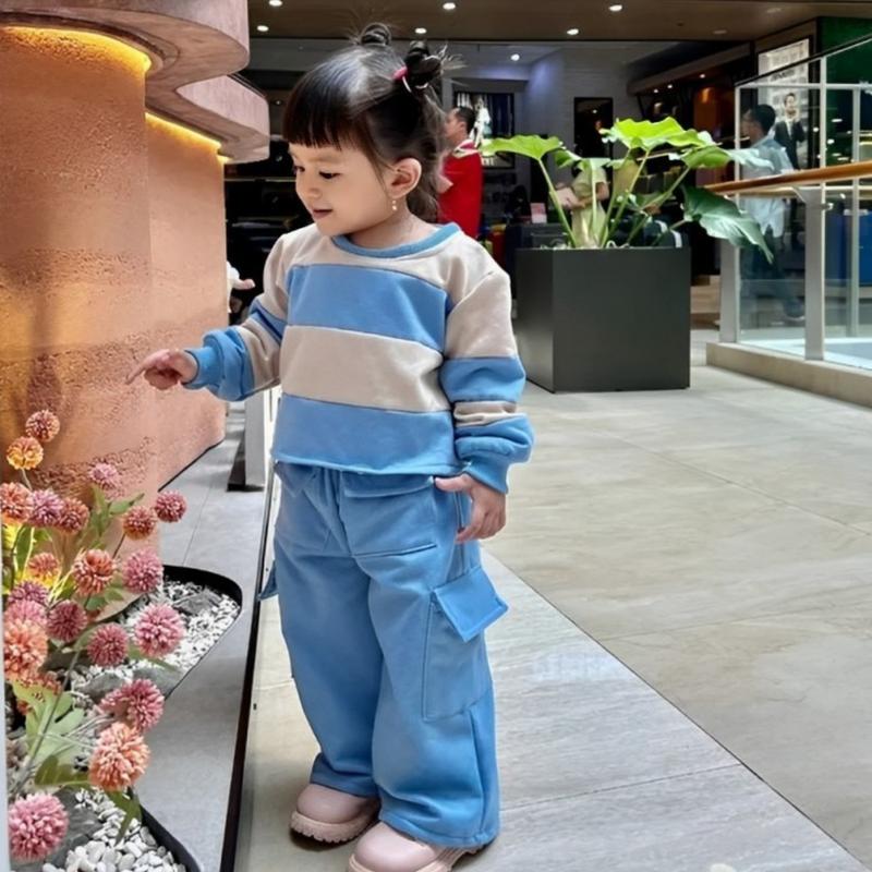 Setelan Sweater Cargo Anak Usia 1-12 Tahun Pakaian Anak Laki-Laki dan Perempuan 4