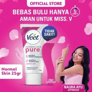 Veet Normal Skin Hair Removal Cream Pure 25g - Krim Waxing Penghilang Bulu