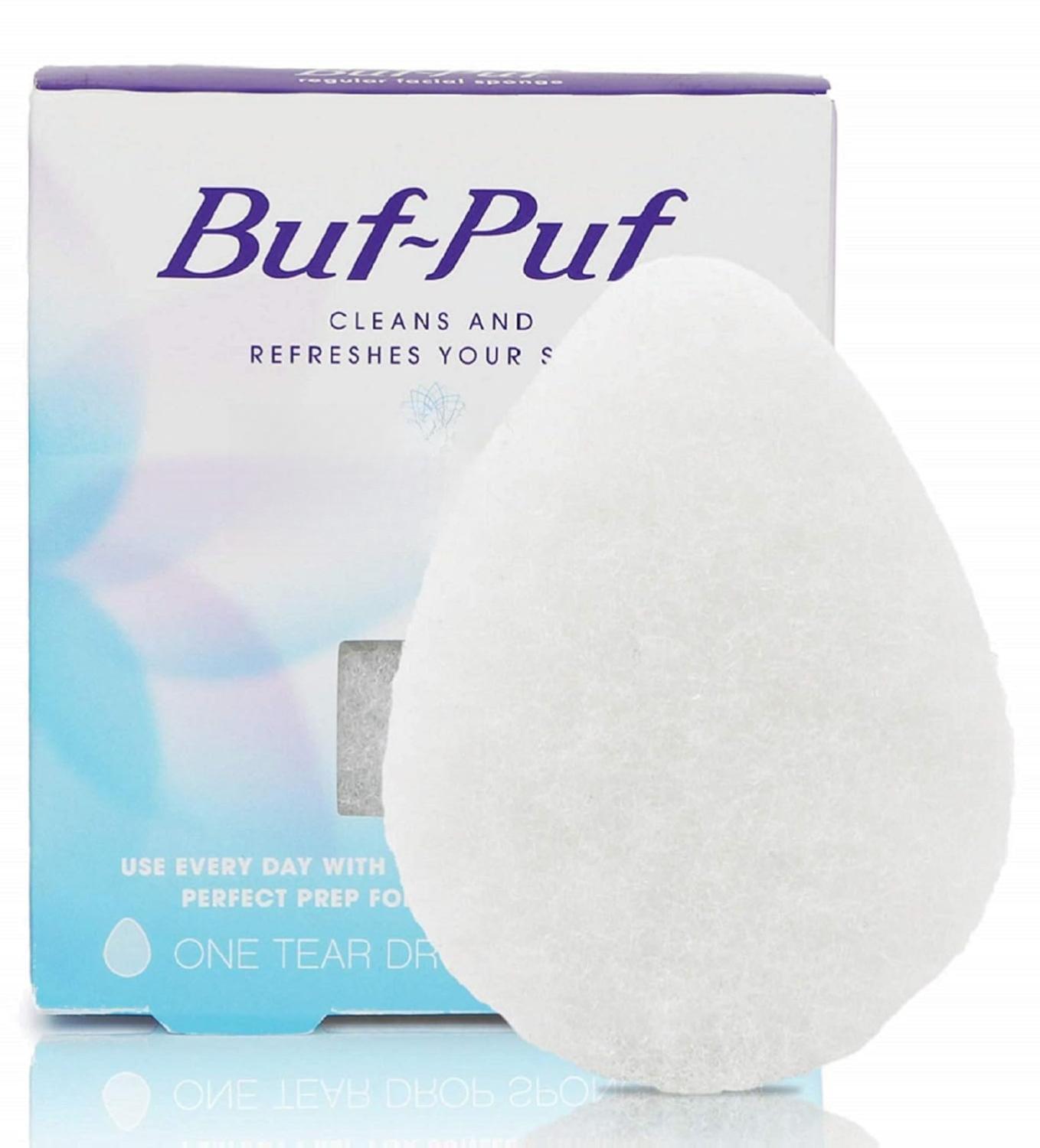 Buf-Puf Regular Facial Sponge, Dermatologist Developed, Removes Deep Down Dirt & Makeup that Causes Breakouts and Blackheads, Reusable, Exfoliating, White, 1 Count Smooth Gentle Daily Cleanser Cosmetic Cleansing Moisture Moisturizer Hydrating