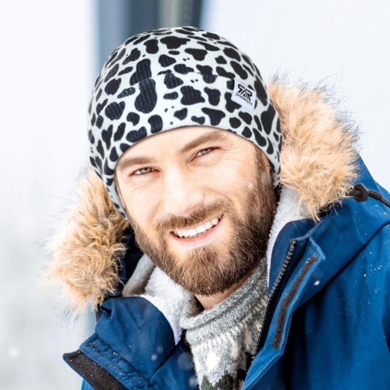 Leopard Print Knitted Cold Weather Ear Protection Ski Balaclava, 2 Counts Warm Knitted Cold Hat, Sports & Outdoor Clothes Accessories for Men & Women 3