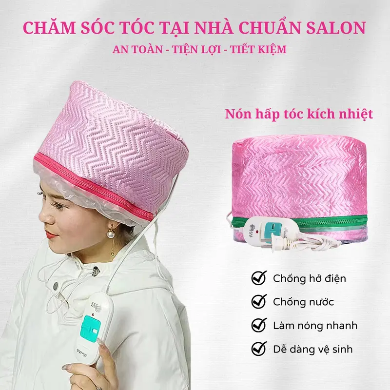 Mũ hấp dầu / nón kích nhiệt / bao trùm điện ủ tóc tại nhà (hàng chuẩn) - [Thanh Hương Hair] dành cho Nam Nữ Women Sấy Tóc Chăm Sóc Tóc Dưỡng Tóc 1