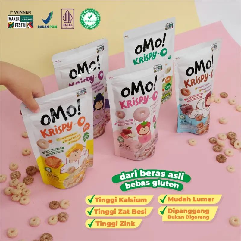 OMO! Krispy - O / Healthy Snack Bayi 8 bulan / Cemilan Beras Crispy 15 gr bb booster 0