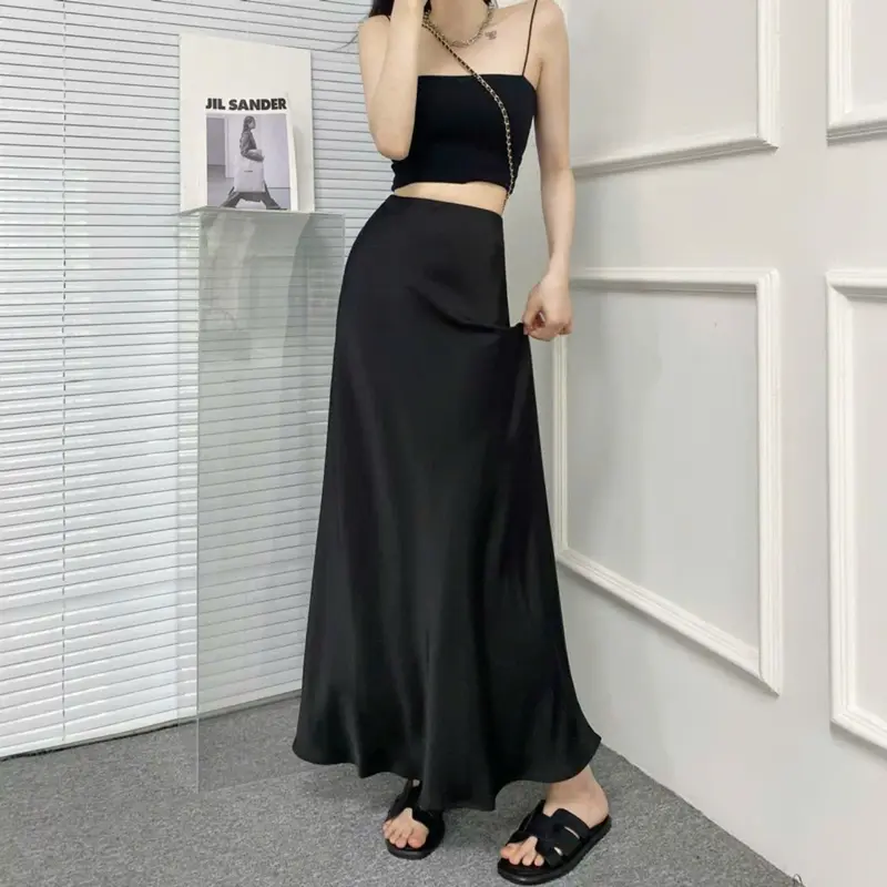 Chân váy Lụa Vân Gỗ Dáng Dài chữ A Thanh lịch, Nữ Tính, Cực Xinh 0