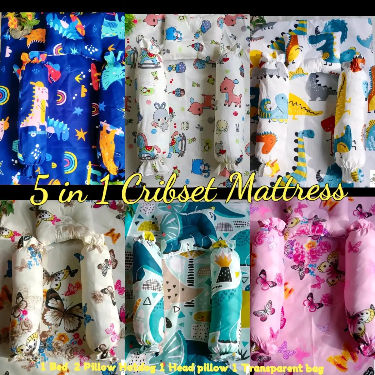 CribsetMattres 5in1 Baby Newborn Infant Toddler Girls Boys