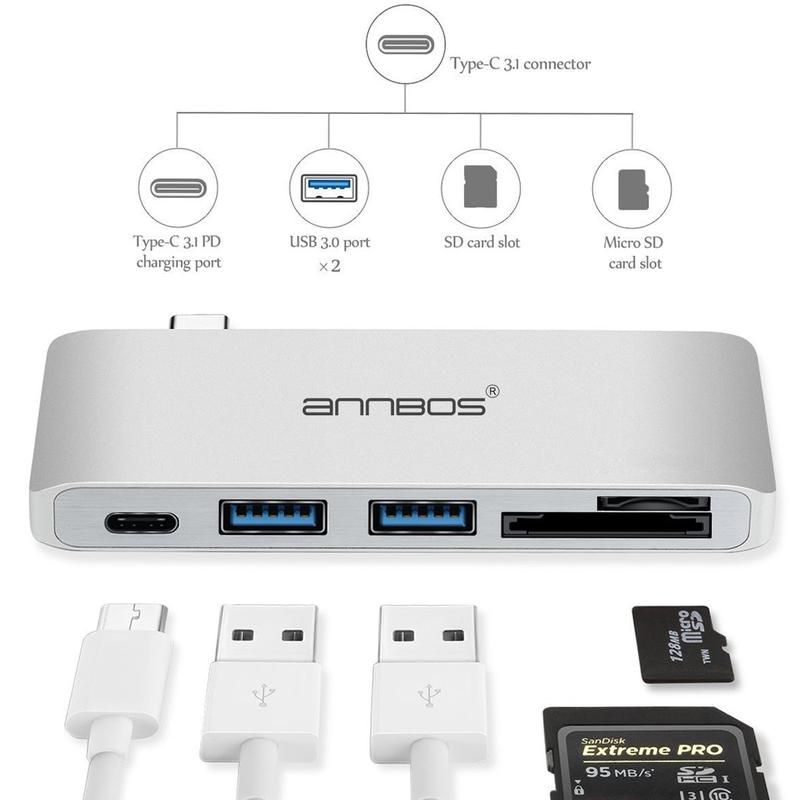 Cổng Chia USB-C Hub AnnBos 5-In-1 Type C Card Reader & HUB A051HB5 (Grey) 6