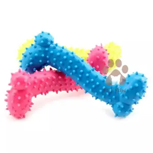 Mainan Gigitan Anjing Kucing Tulang Bergerigi | Rubber Bone Chew Toy