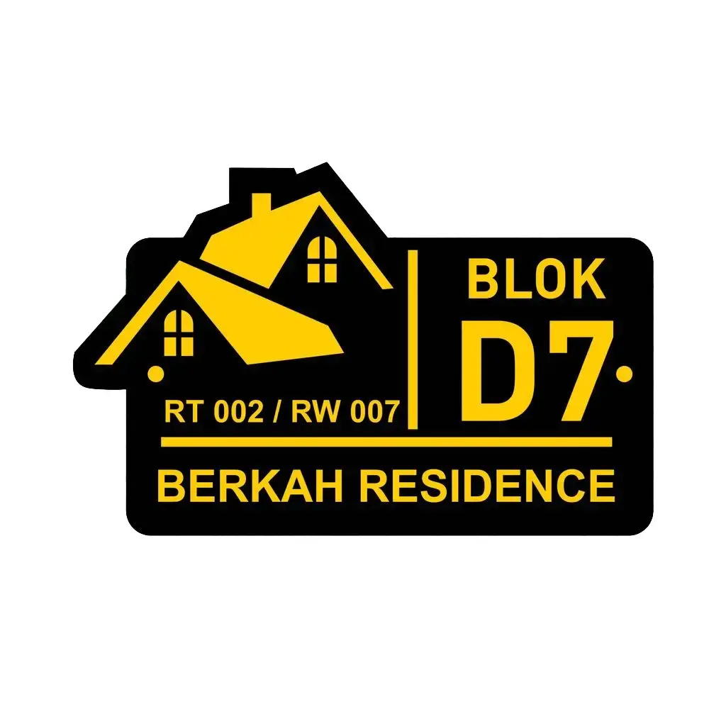 Nomor Rumah Akrilik Custom 1 - Bahan Akrilik Hitam 2mm, Ukuran 25x15/30x20 cm, Text Warna Putih dan Emas Cat Duco Anti Luntur
