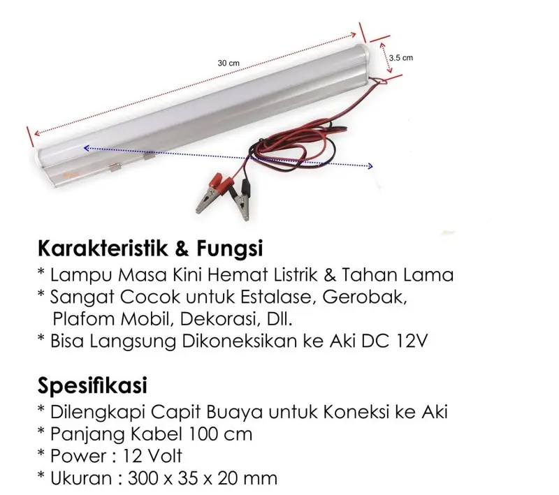 Lampu T5 led DC 12volt T5 30cm 6 watt 1