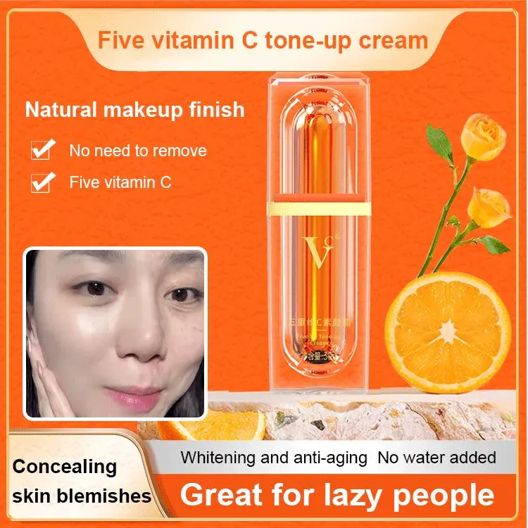 Vitamin C makeup cream, 30g foundation primer, long-lasting makeup, waterproof, sweat-proof.