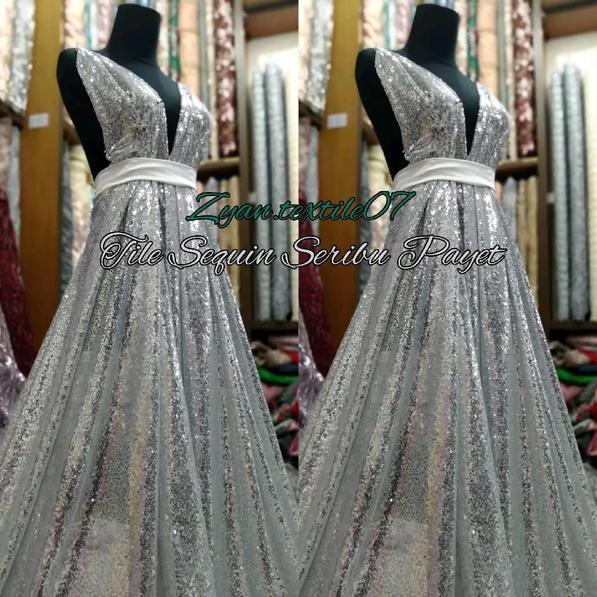 Kain Tile Sequin Seribu payet / Tile Sequin Full payet / Harga Meteran