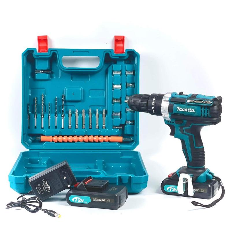 Máy khoan pin Makita 72v tặng phụ kiện 24 chi tiết máy khoan cầm tay 3 chức năng khoan tường bắt vít khoan sắt