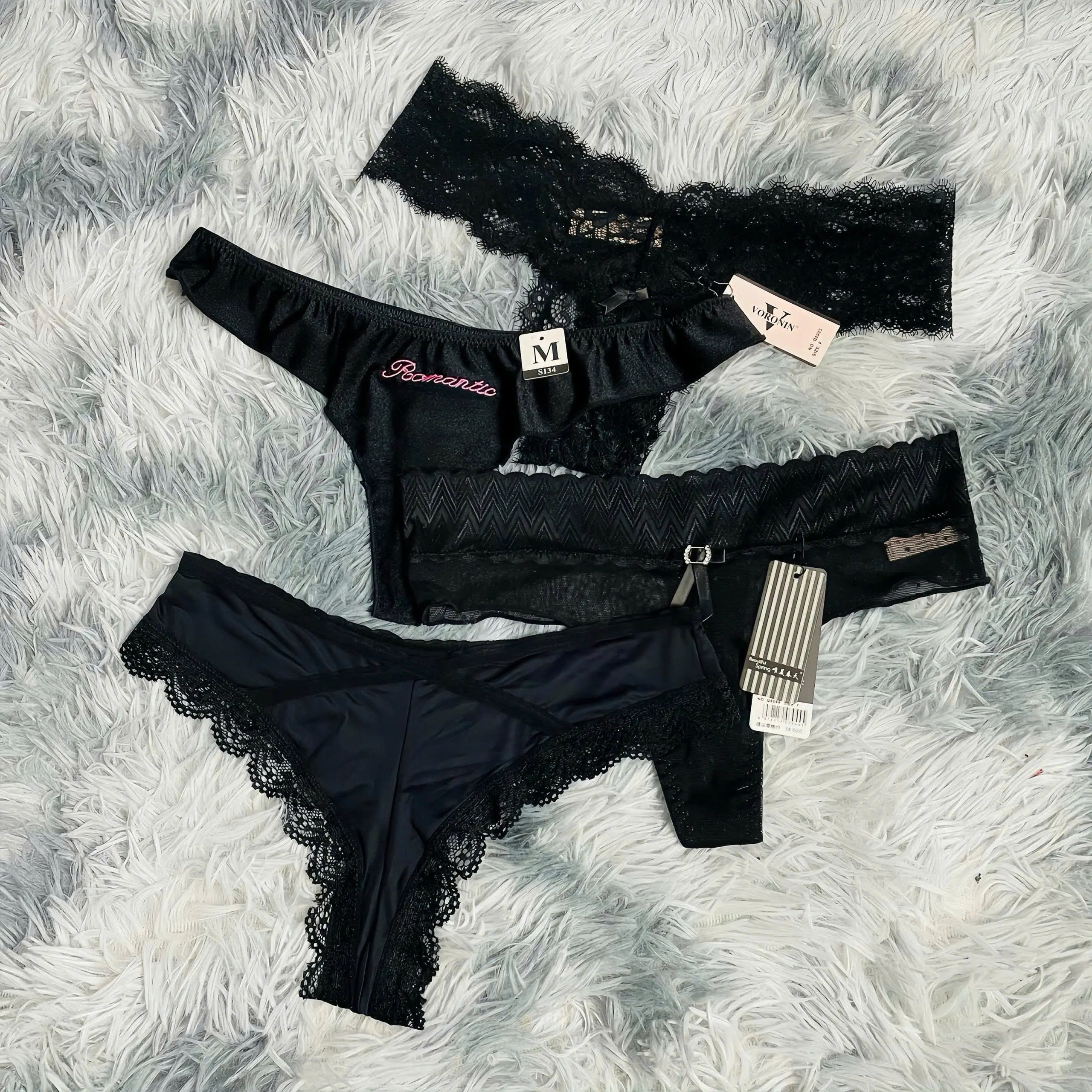 A66 - Set 4 Quần Lót Nữ Đen 4 Kiểu Dáng Women Ren