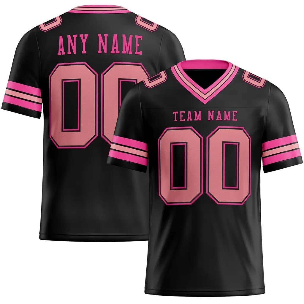 [Free customization] Custom Black Medium Pink-Pink Mesh Authentic Football Jersey