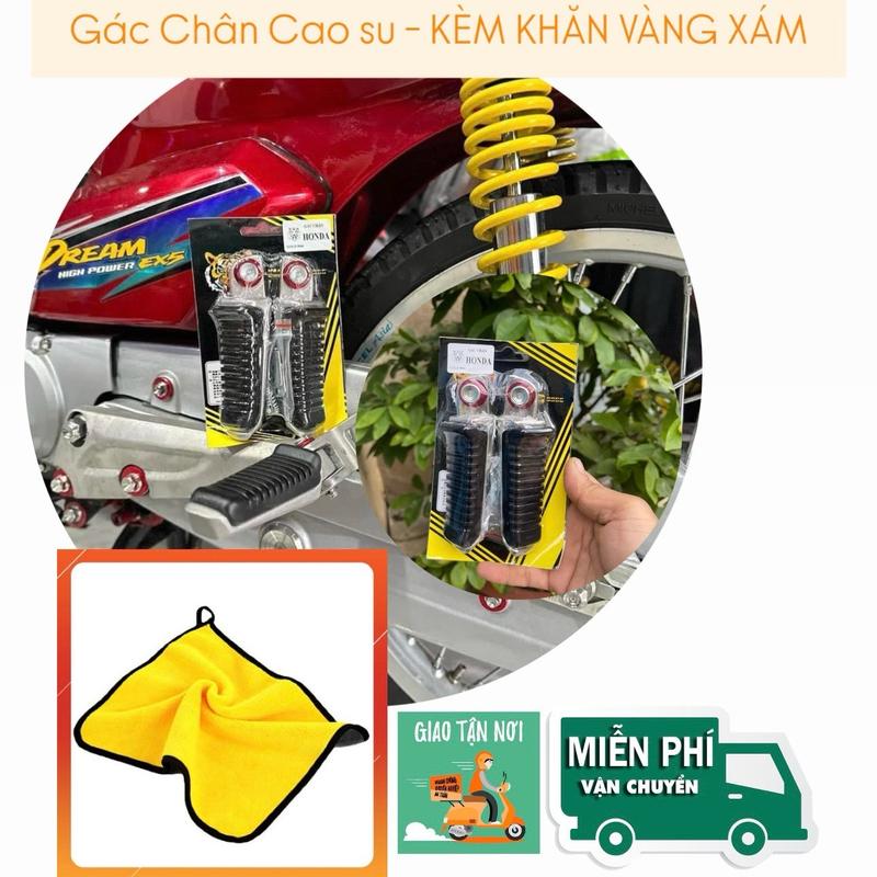 ( Đọc kỹ mô tả )Bộ gác xếp Chân Cao Su dành cho xe máy DREAM Nhật , WAVE NHỎ NHẬT 100 Loại 1:1 ( KÈM KHĂN VÀNG XÁM LAU XE )