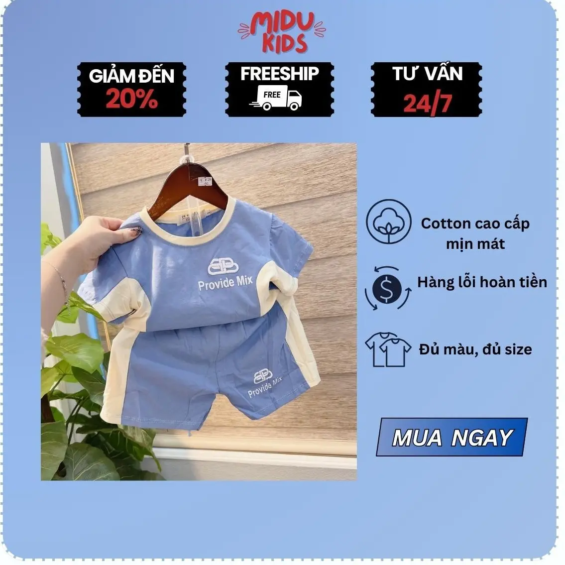 Quần áo trẻ em cho bé trai bé gái Chính Hãng Provide Mix hàng cotton Hàn cao cấp nhà MiDu Kid