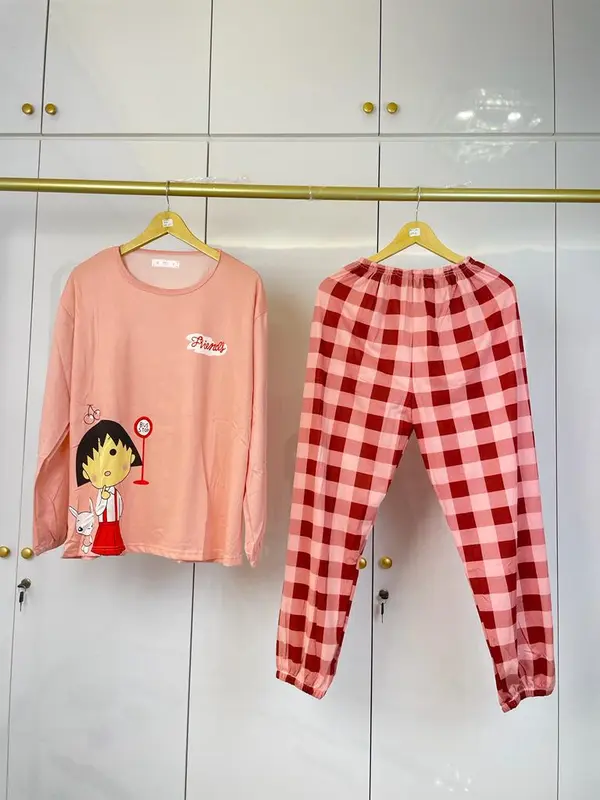 Paket 2 PCS Setelan Piyama Wanita lengan Panjang Jumbo 0