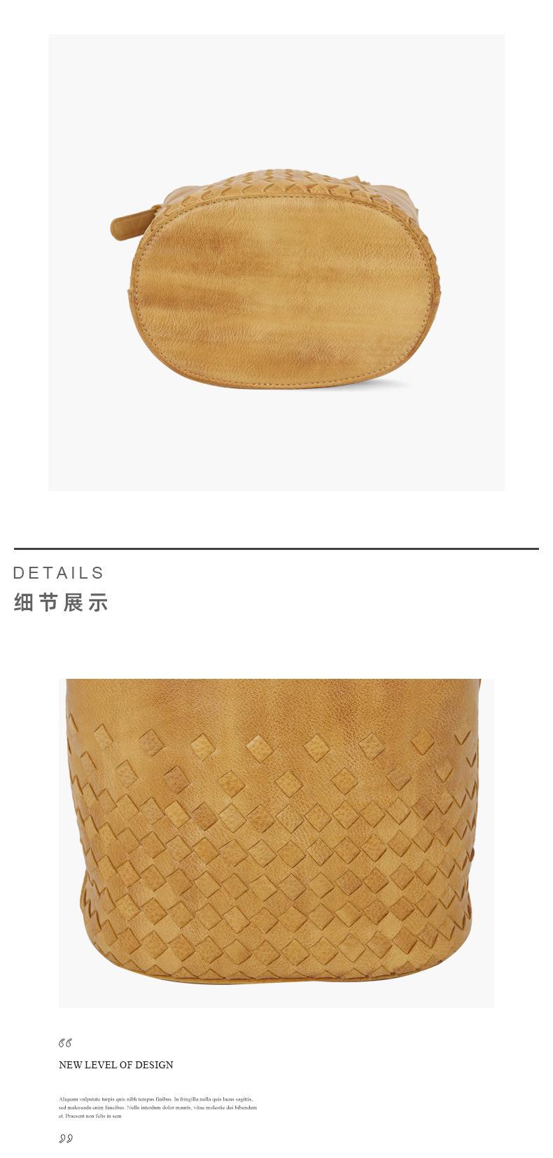 Product Introduction of French pastoral woven small bucket bag niche design messenger bag original bag first layer cowhide women's bag 4