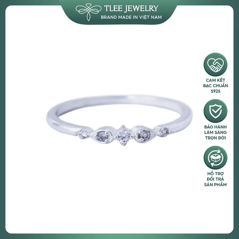 Nhẫn bạc nữ TLEE đính đá Almira mini xinh xắn TLEE JEWELRY A0123 0