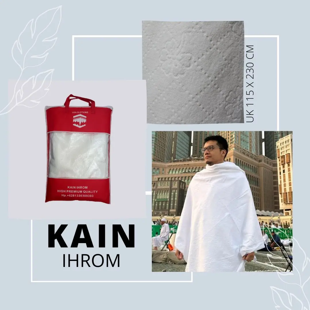 KAIN IHROM DEWASA IHROM JUMBO UMROH HAJI PRIA / MICROFIBER PREMIUM MOTIF BUNGA,KOTAK2 Putih  Bunga