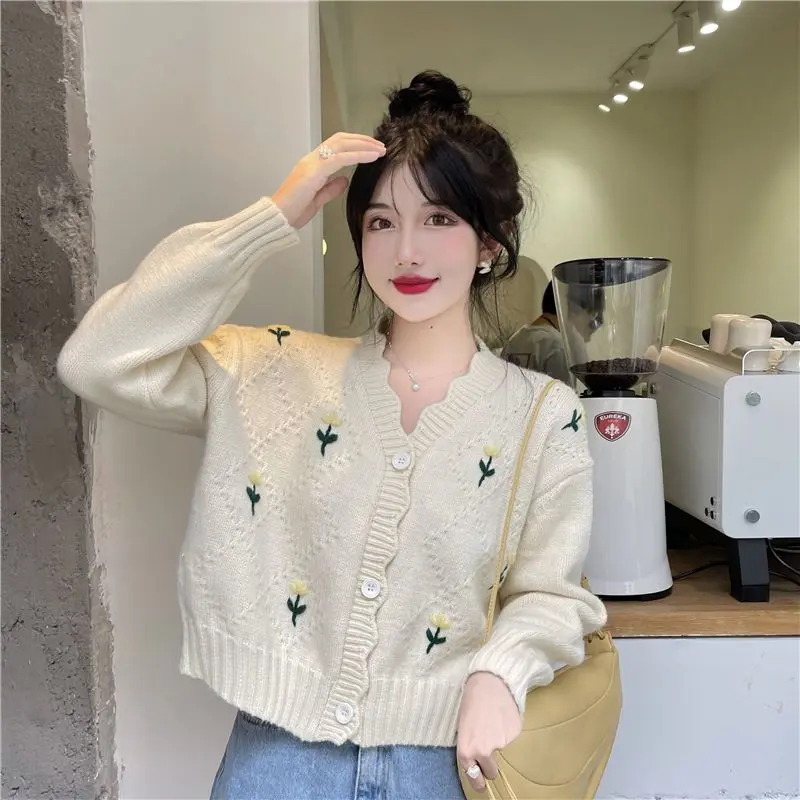 KARLEY Cardigan Rajut Korea Jaket Rajut Wanita Causal Style Sweater Cardigan Rajut Lengan Panjang 8
