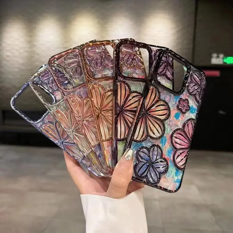 Floral Pattern Phone Case, Decorative Phone Protector Cover, Phone Accessories Compatible with iPhone 15 14 13 12 11 Pro Max, Flower