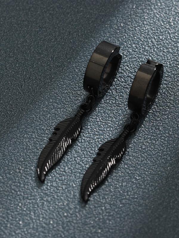 Punk Style Feather Design Dangle Earrings, 1 Count/ 1 Pair Fashionable Dangle Earrings for Men & Women for Party, Daily Decor, Trendy All-match Goth Jewelry for Birthday Gift 3