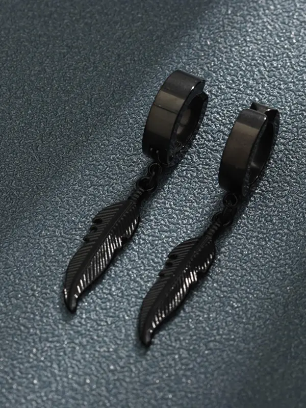 Punk Style Feather Design Dangle Earrings, 1 Count/ 1 Pair Fashionable Dangle Earrings for Men & Women for Party, Daily Decor, Trendy All-match Goth Jewelry for Birthday Gift 3
