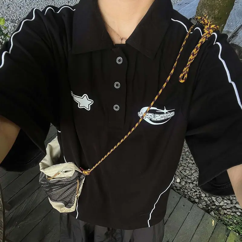 OOTDSUPPLY Oversize Polo Rugby Shirt V.4 WIld Star Black Grey | Kaos Polo Pria dan Wanita PSRGB-V4005 2