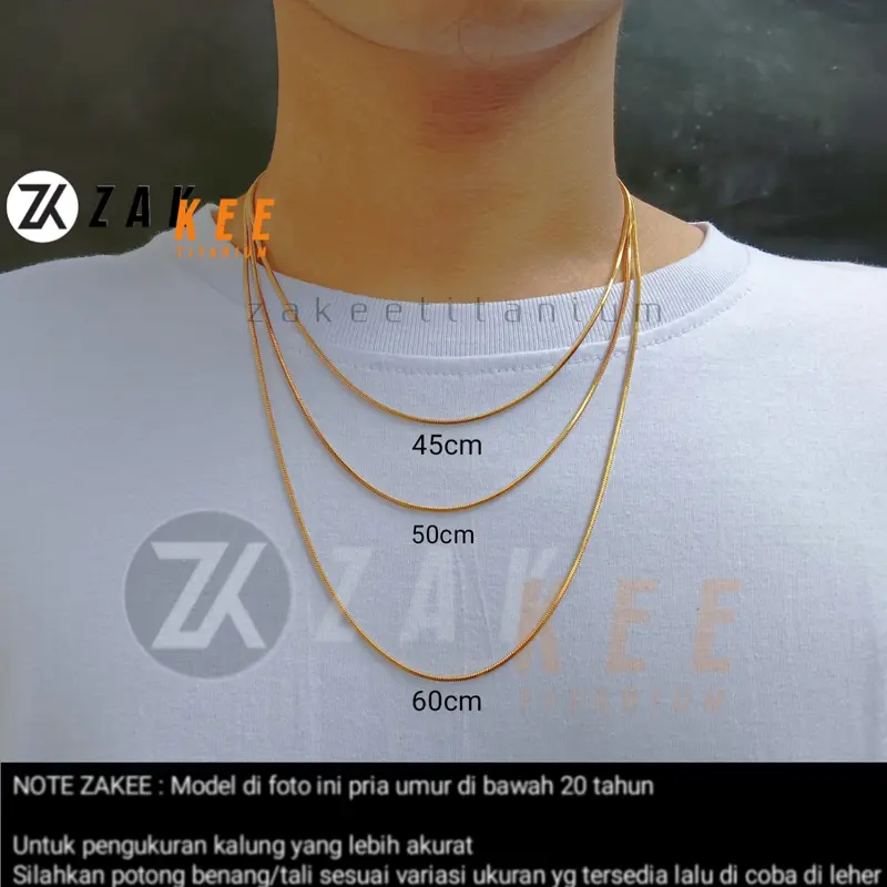 Kalung Emas Pria Titanium Gold Anti Karat Simpel Keren Premium Cowok Cewek Panjang 45cm 50cm 60cm Stainless 6