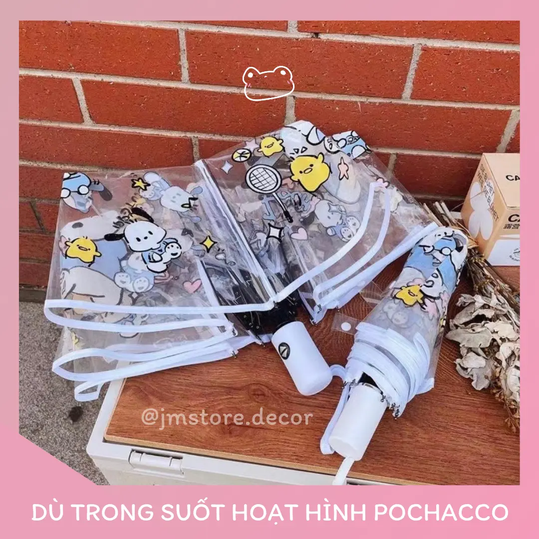 Dù Trong Suốt Hoạ Tiết Hoạt Hình Gập Tự Động