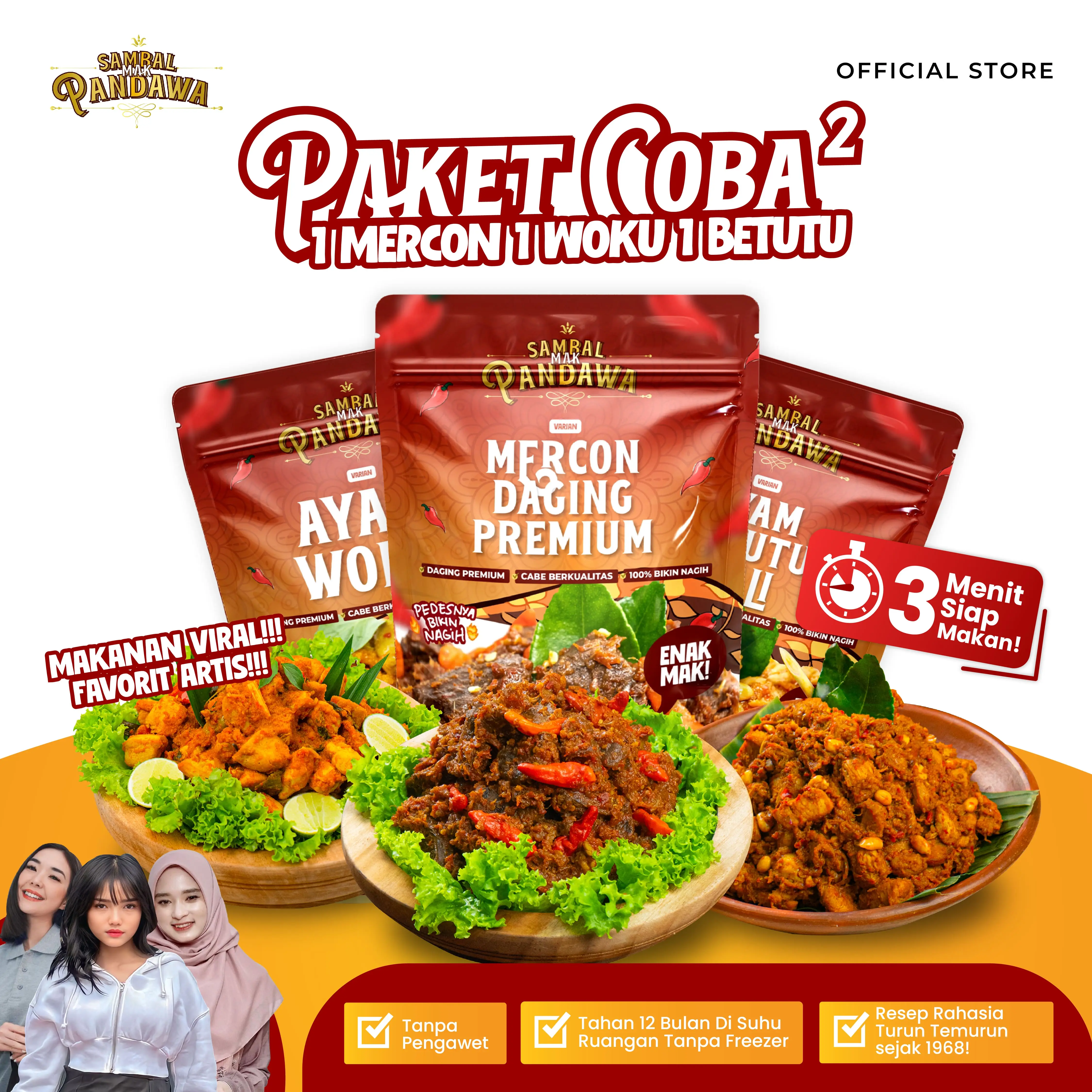 Triple Combo Paket Coba Coba Sambal Mak Pandawa 3 Pack Food