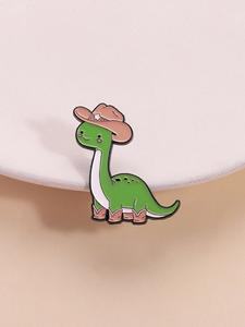 Broche de Dinosaurio de Dibujos Animados, de Aleación de Zinc con Esmalte, Diseño de Sombrero de Vaquero y Botas, Accesorio Vintage Geek para Chaqueta/Bolsos