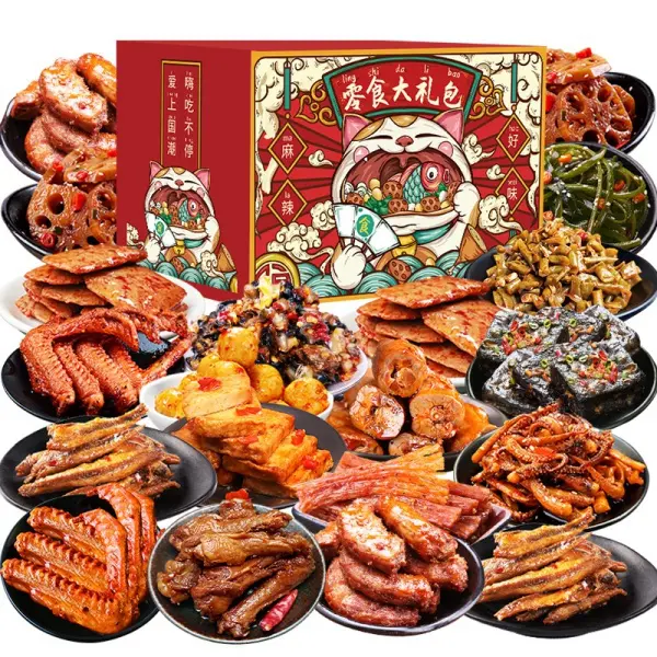 Authentic Hunan specialty braised snacks gift package, spicy duck meat and vegetable snacks wholesale
