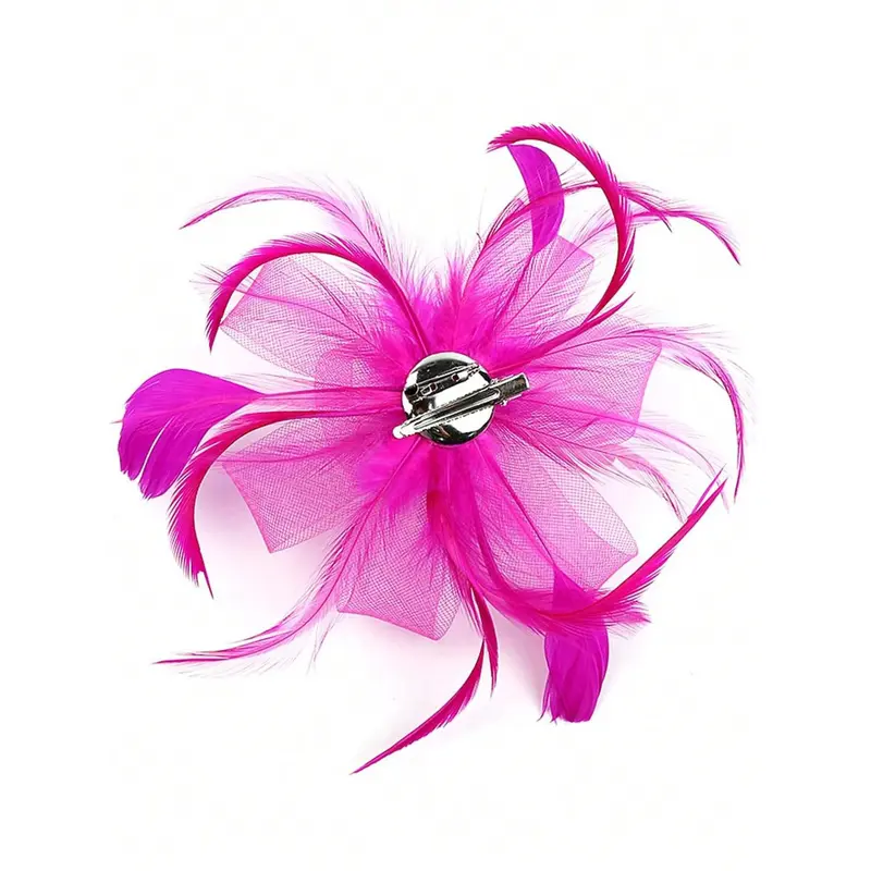 Fascinator Pillbox Hats For Women Feather Flower Church Derby Headband Clip Wedding Tea Party Hat 6