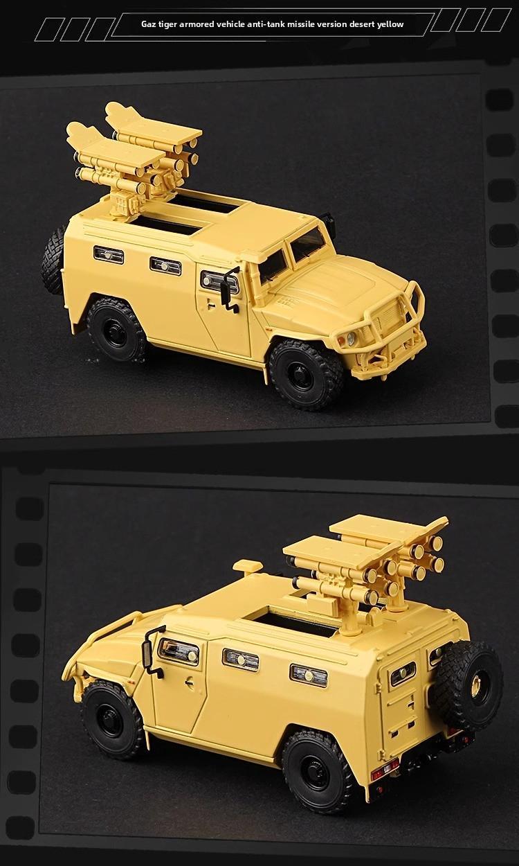 Product Introduction of 1:64 armored vehicle model M1151 alloy simulation vehicle model GAZ Tiger anti-tank missile vehicle model 40