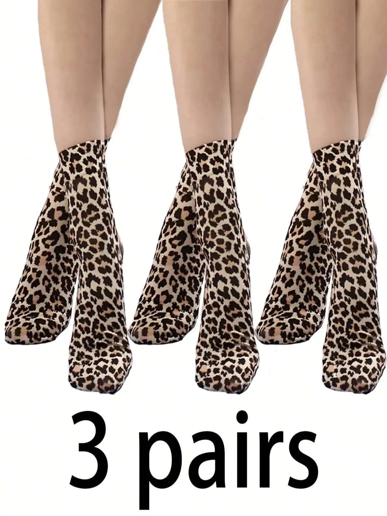 Women's Leopard Print Sheer Crew Socks, Casual Soft Comfy Breathable Mid-calf Socks for Fall & Winter, Women's Socks for Daily Wear, Socks for Women, Ladies Trainer Socks