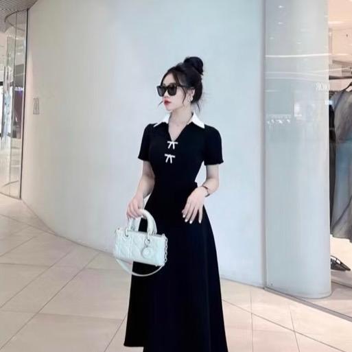 Đầm tuyết mưa cổ V kèm tag đá 2