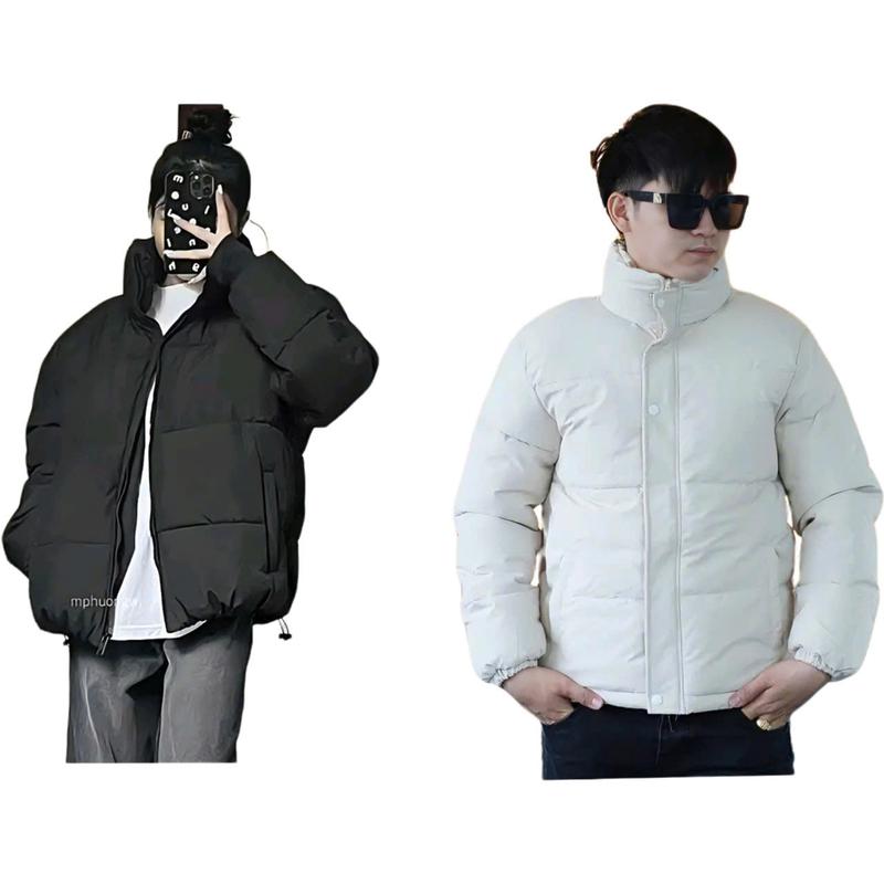 Áo phao béo Nam Nữ cổ cao boxy có  3 màu Đen , ghi sáng và trắng Menswear Jacket áo  khoác áo  phao revive  áo áo  phao áo  phao áo  khoác nút thường áo  khoác áophao