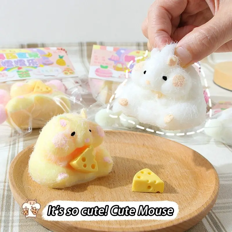 Taba Squishy Toy Mochi Toy Mushy Silicone Fuzzy Cute Hamster Handmade Squishy Toy Tabby Hamster Stress Release Hand Relax Gift