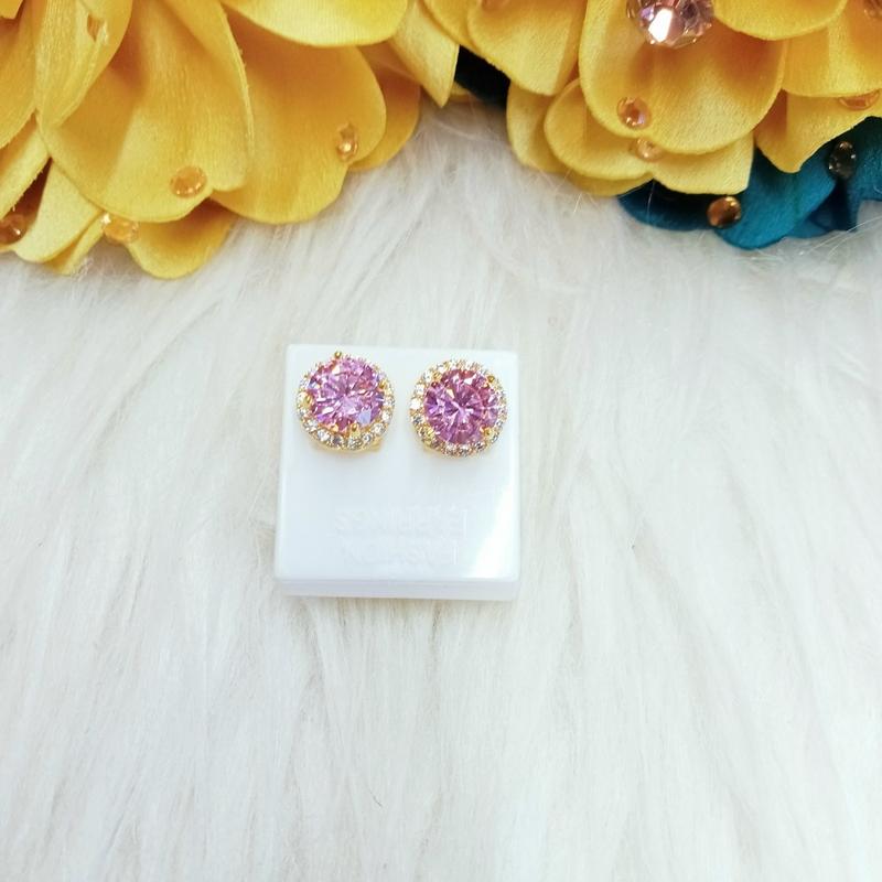 Bông Tai Mẫu 1 Hột Màu 6 Ly Đồng Vàng Màu Vàng Sài Gòn 610 Phụ kiện Nữ 1
