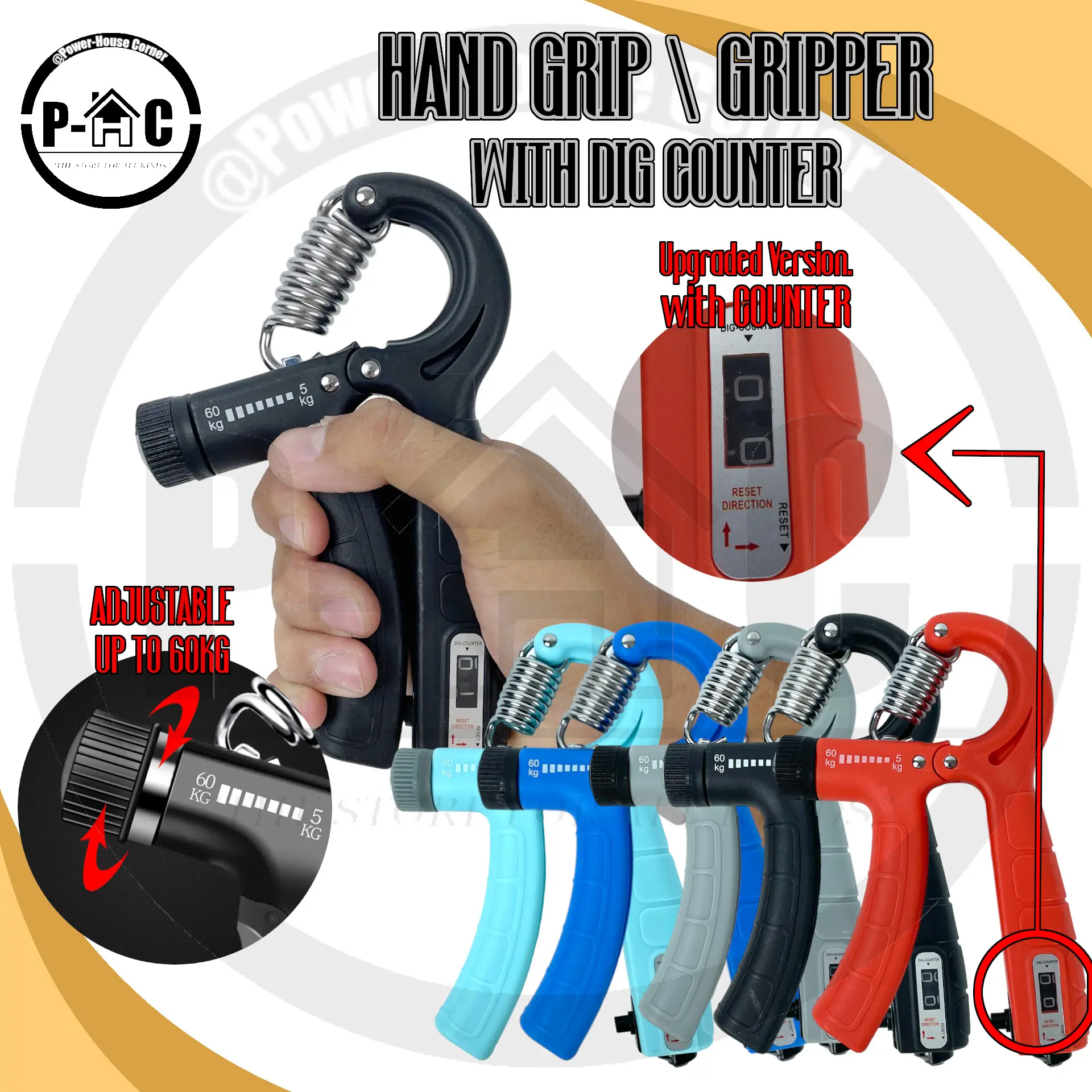 Adjustable HAND GRIP with & without DIG COUNTER | ARM STRENGTH