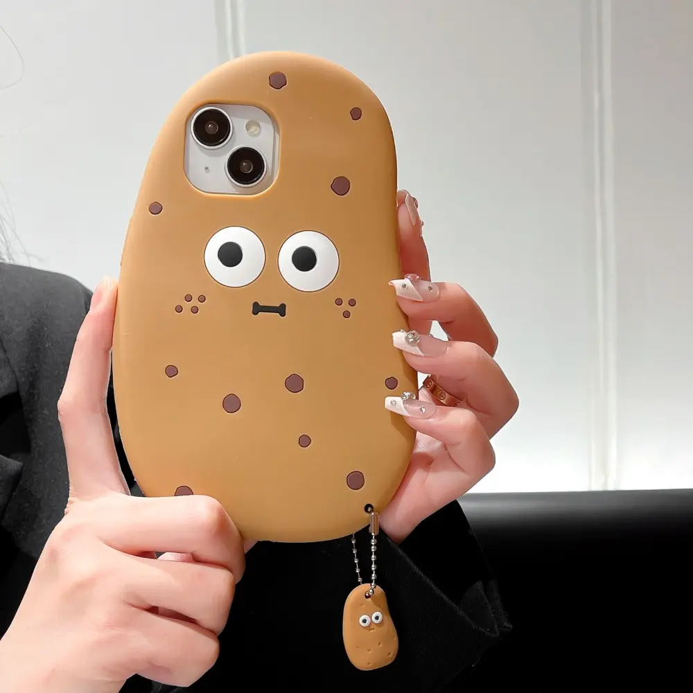 Original + FREE Shipping 3D Cartoon three-dimensional Fun and Cute Potato Phone Case Suitable Compatible For iPhone 16 15 13 14 12 11 Pro Max with Potato Small Pendant Silicone Protective Back Cover