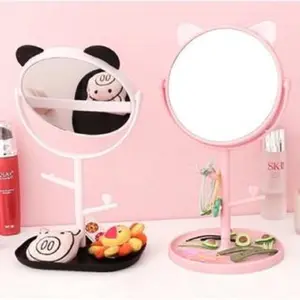 (SP) Cermin Motif Telinga Panda Kucing / Mirror Standing / Kaca Make Up Gantung Bulat