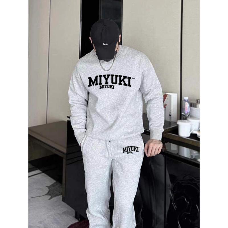 Bộ Nỉ Cổ Tròn Phối Chữ Phong Cách Trẻ Trung Siêu Đẹp Unisex Áo Unisex Áo Unisex Áo 3