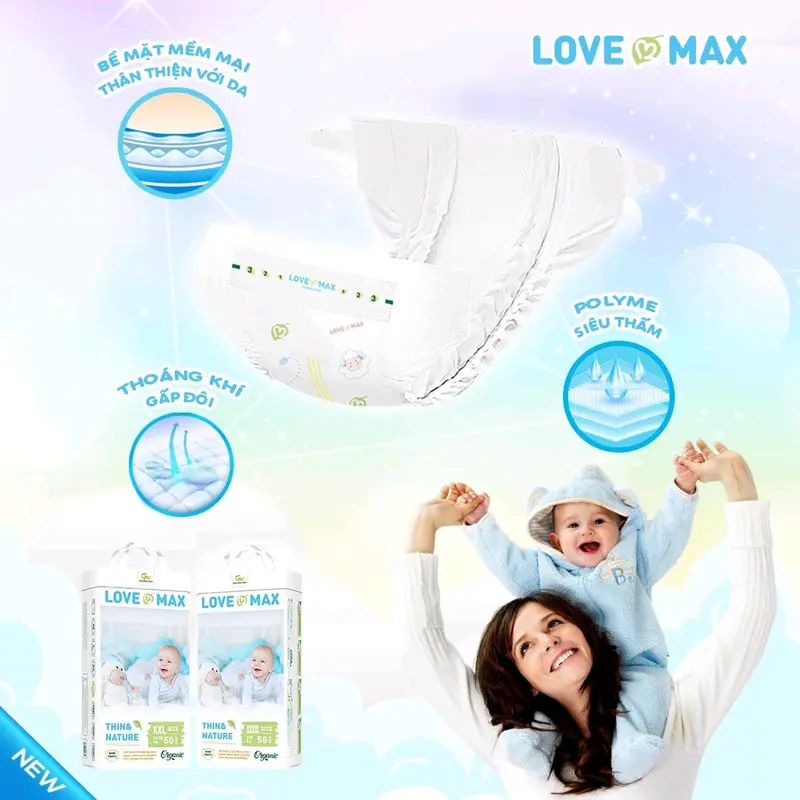 [ COMBO 2 BỊCH KÈM QUÀ TẶNG ] TÃ LOVE MAX ĐỦ SIZE DÁN VÀ QUẦN DÀNH CHO BÉ Voi Kem Đồ Chơi 3