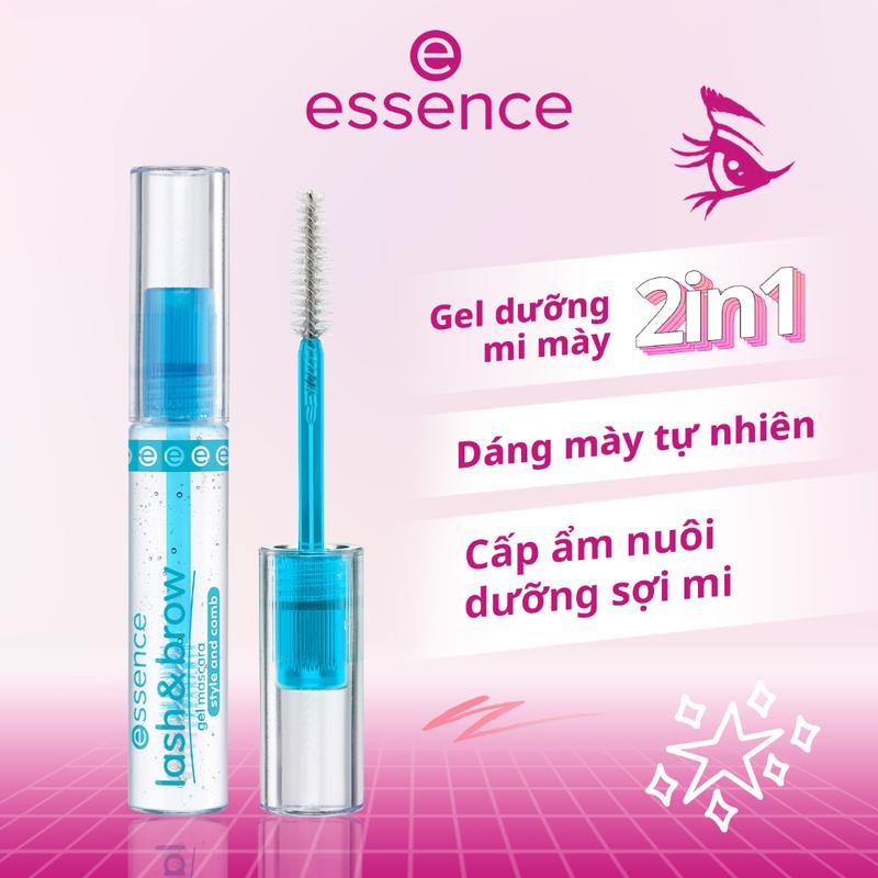 Chuốt dưỡng mi và lông mày dạng gel trong suốt ESSENCE LASH & BROW 2 trong 1 cấp ẩm hiệu quả 9ml