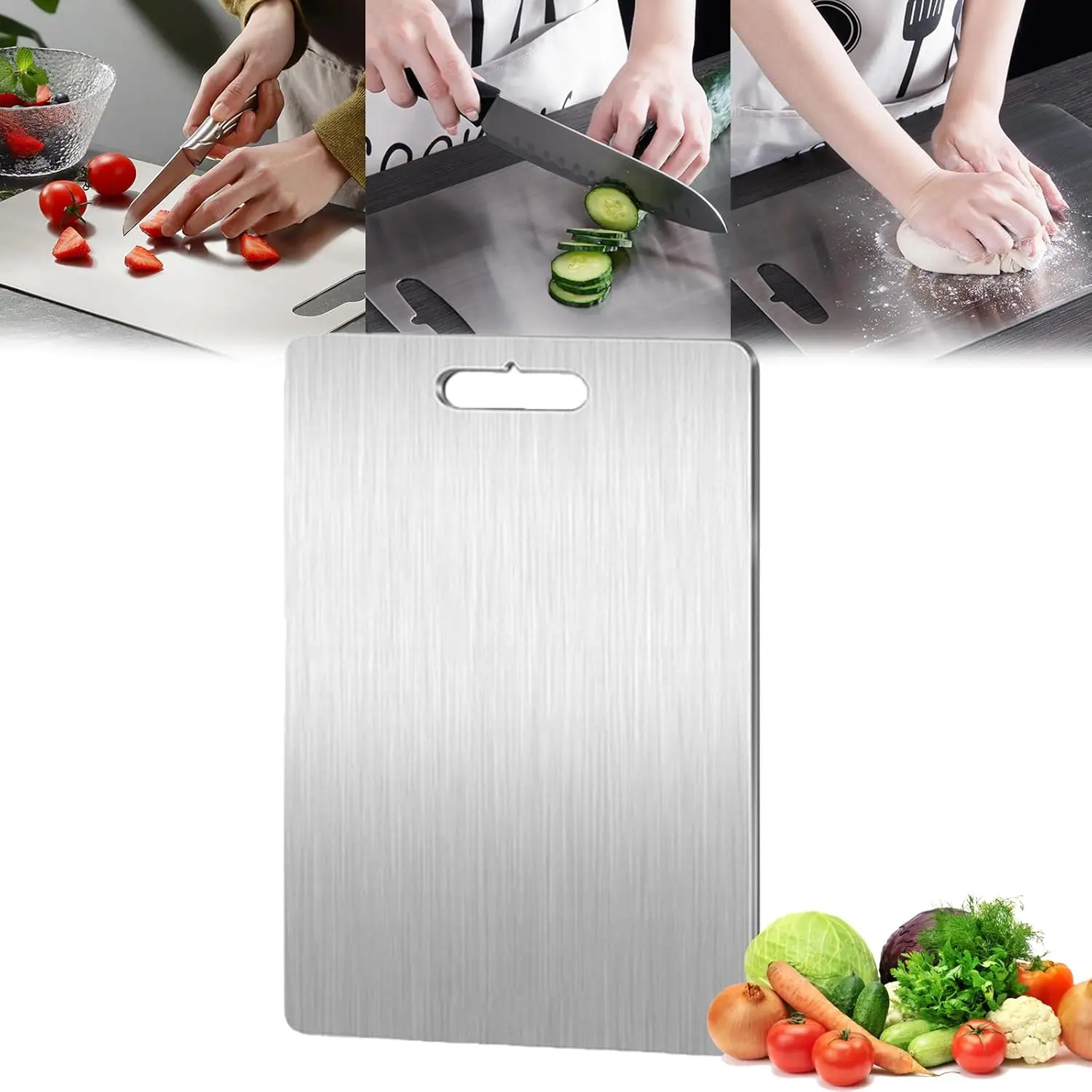 Titanboards Pro, Titanboards - 100% Pure Titanium Cutting Board, Titanium Cutting Boards for Kitchen, 2024 New Stainless Steel Cutting Board, Double-Sided Cutting Board (18 * 12in)