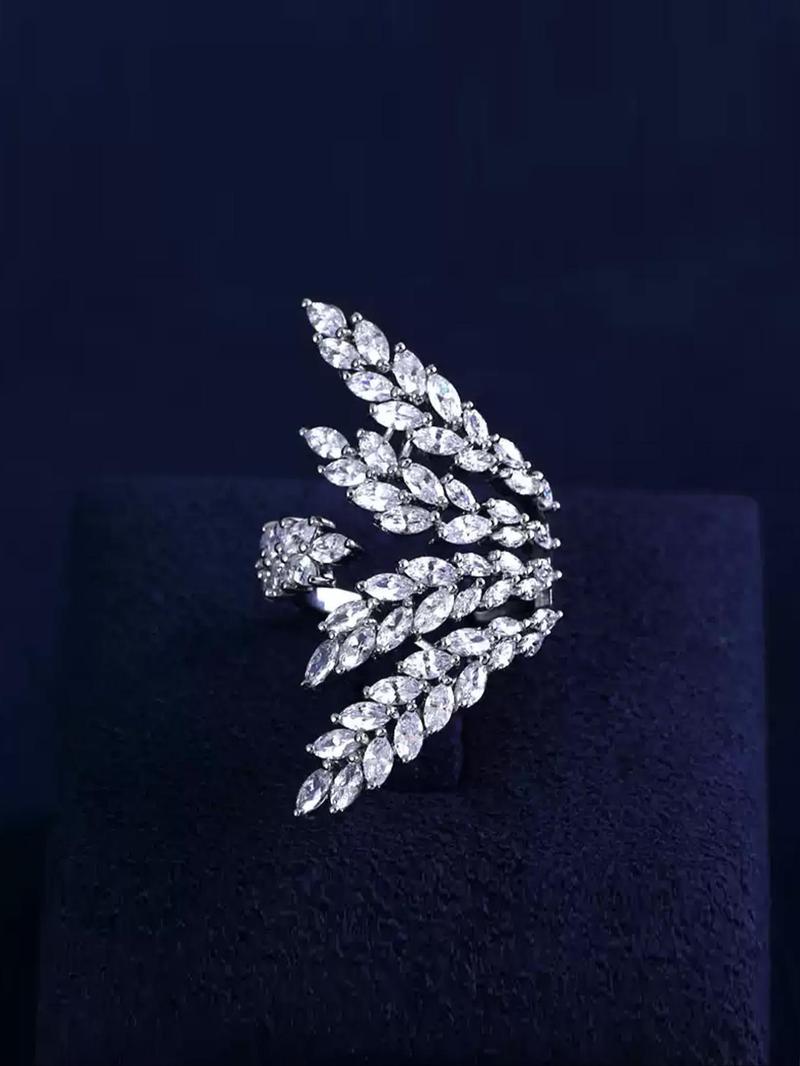 Product Introduction of Tree Branch Design Artificial Zircon Inlaid Cuff Ring, Fashion Accessories for Women, Trendy All-match & Exquisite Jewelry for Birthday Gift 4